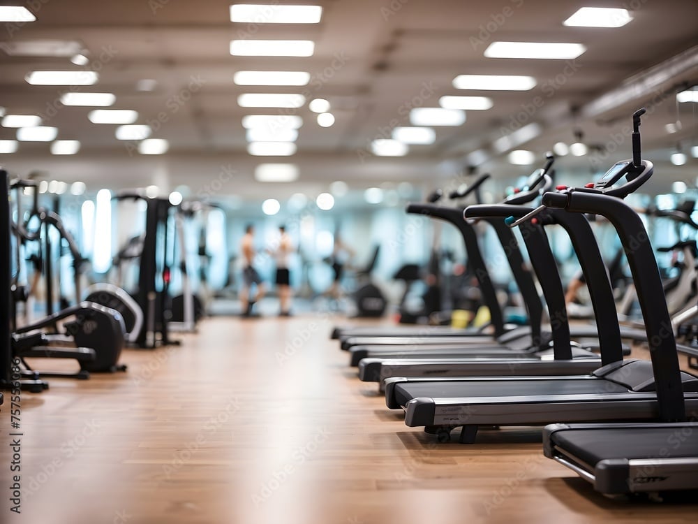 Spacious fitness center with gym equipment, including treadmills and weights, designed for inviting and functional workout spaces.