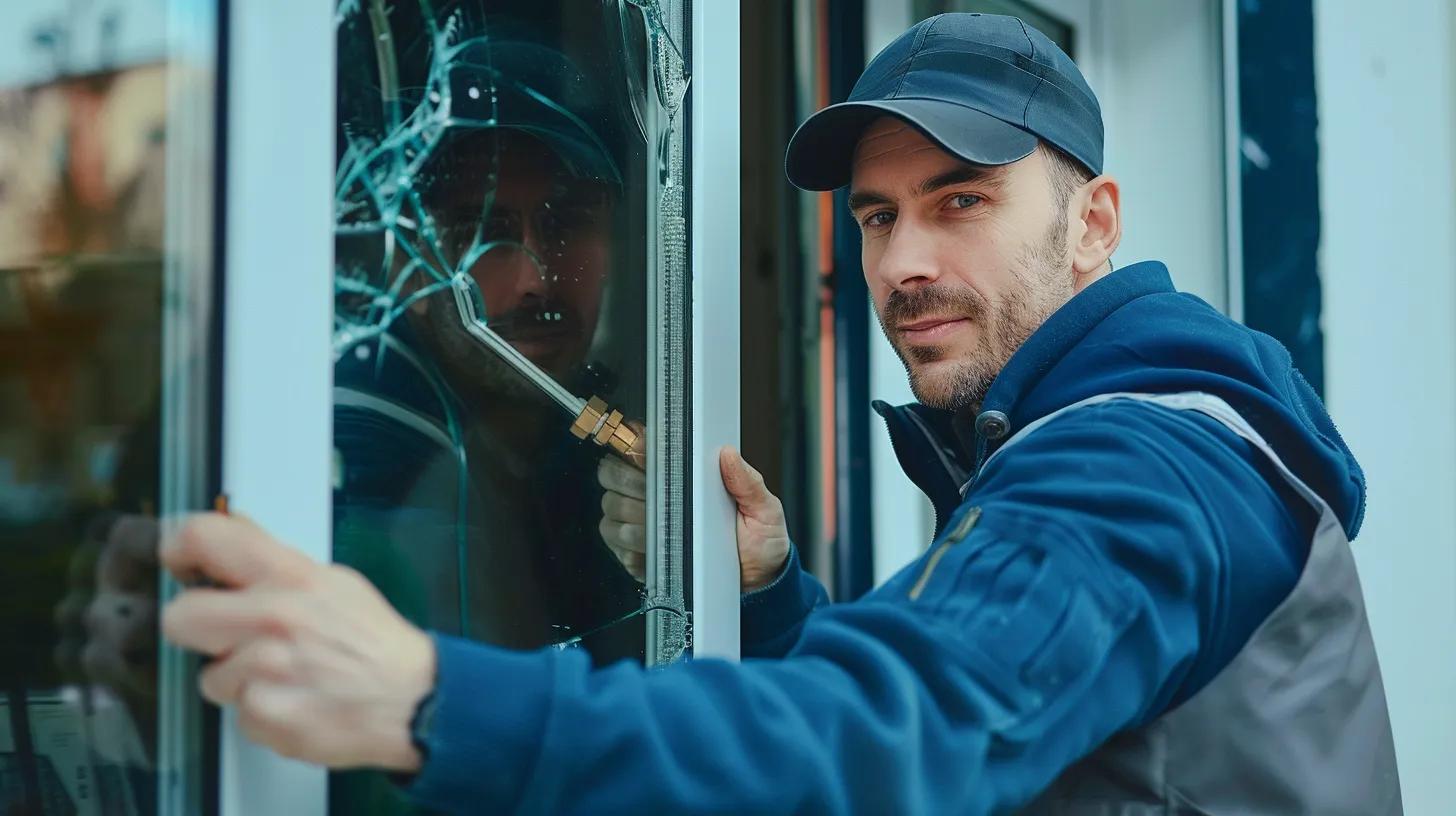 expert repairing a broken commercial door